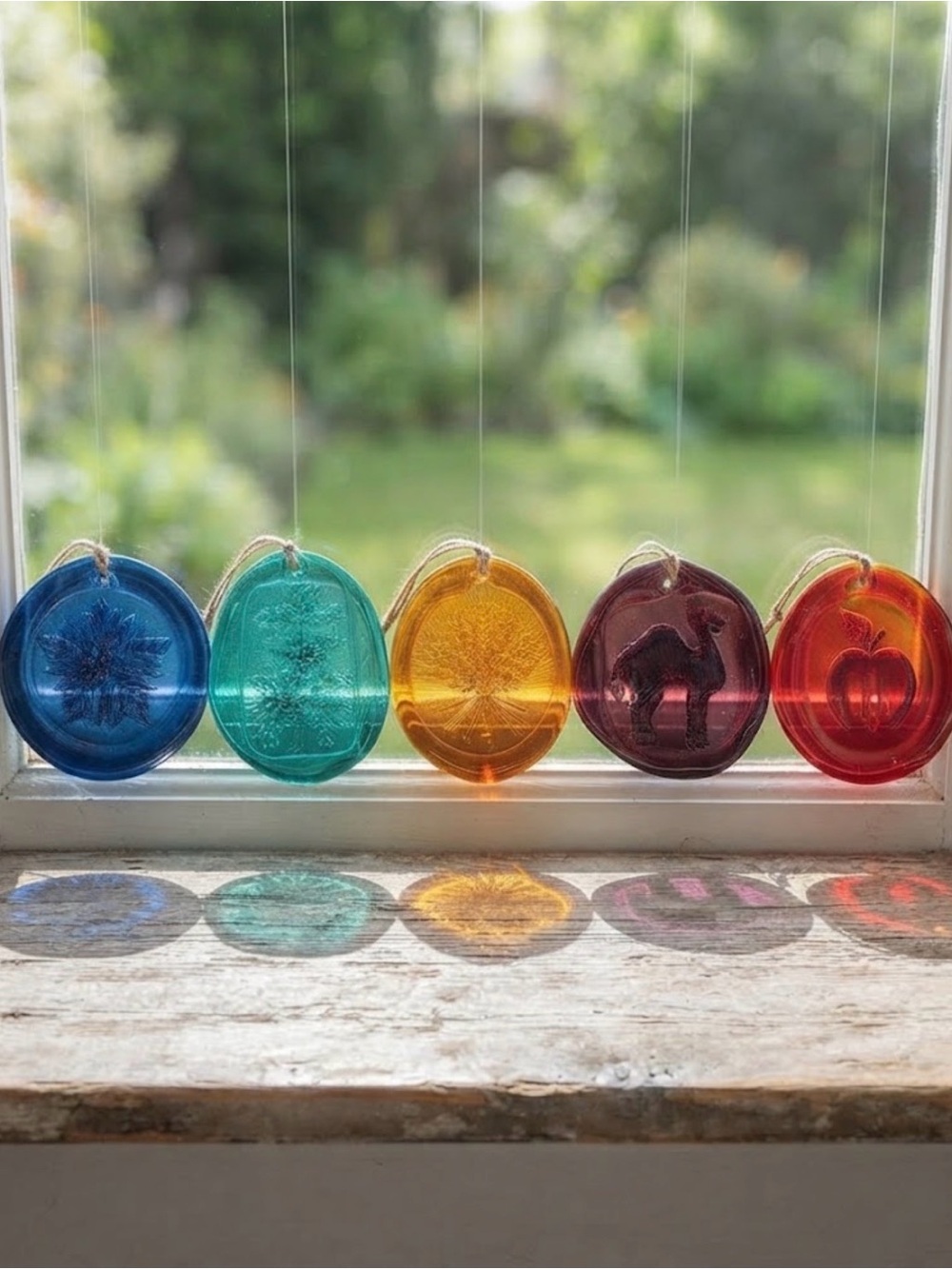 Vintage MFA Boston Glass Suncatcher Medallion Set - 5 Designs - Original Box